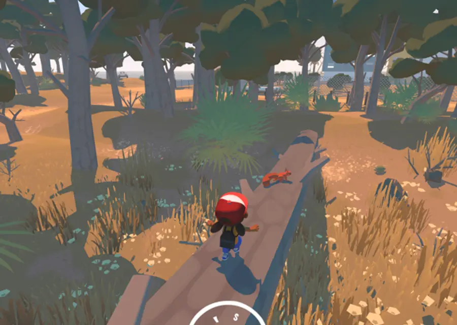 Floresta ilustrada e luminosa do jogo Alba: A Wildlife Adventure